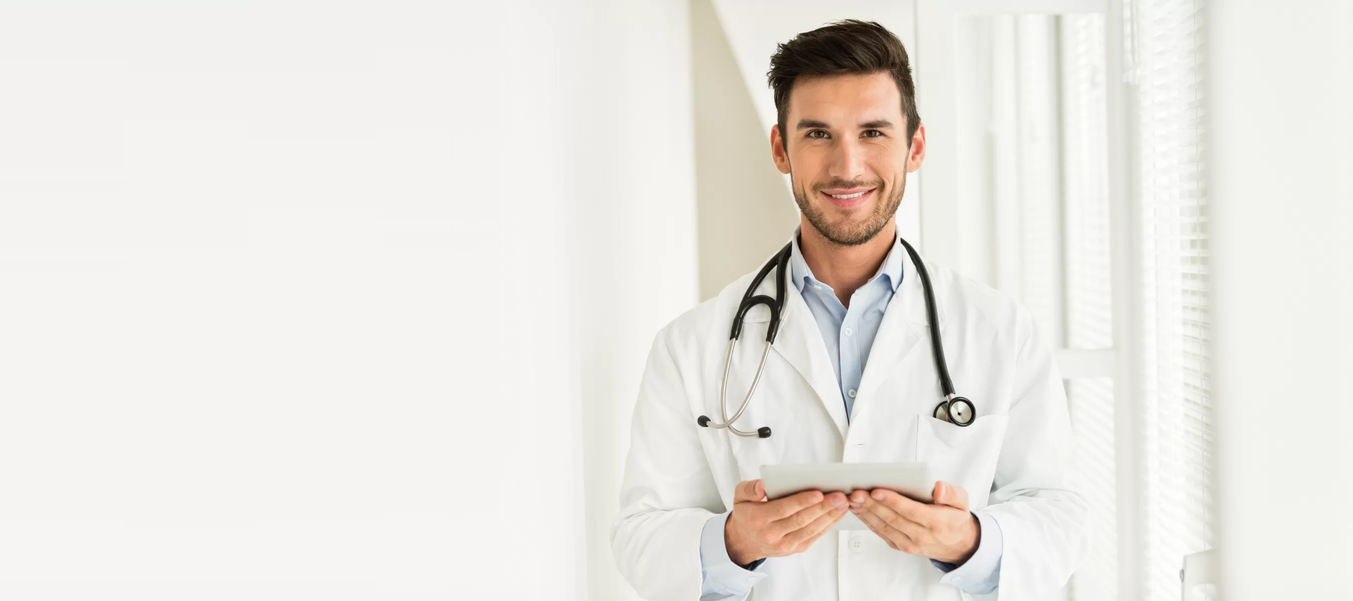 Clinician reviewing information on a tablet